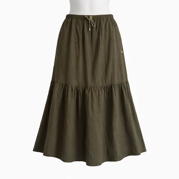 Scotch & Soda Dresses & Skirts - Size L Scotch & Soda Women’s Olive Green Tiered Midi Skirt Elastic Waist Boho